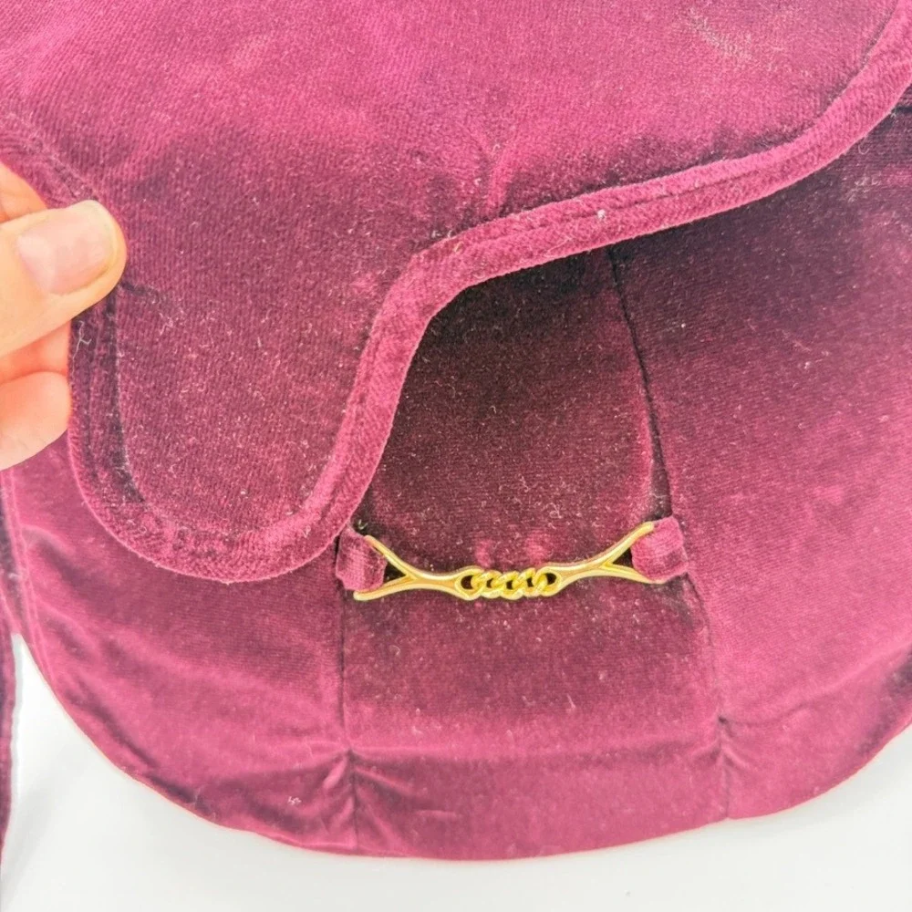 Carpetbags of American Velvet Shoulder‎ Bag Burgundy Evening Boho Gold Accent
